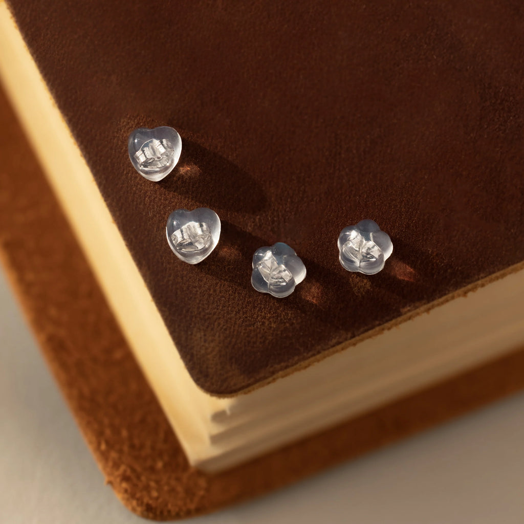 Heart & Flower Earring Backs  Silver 18K Gold Plated