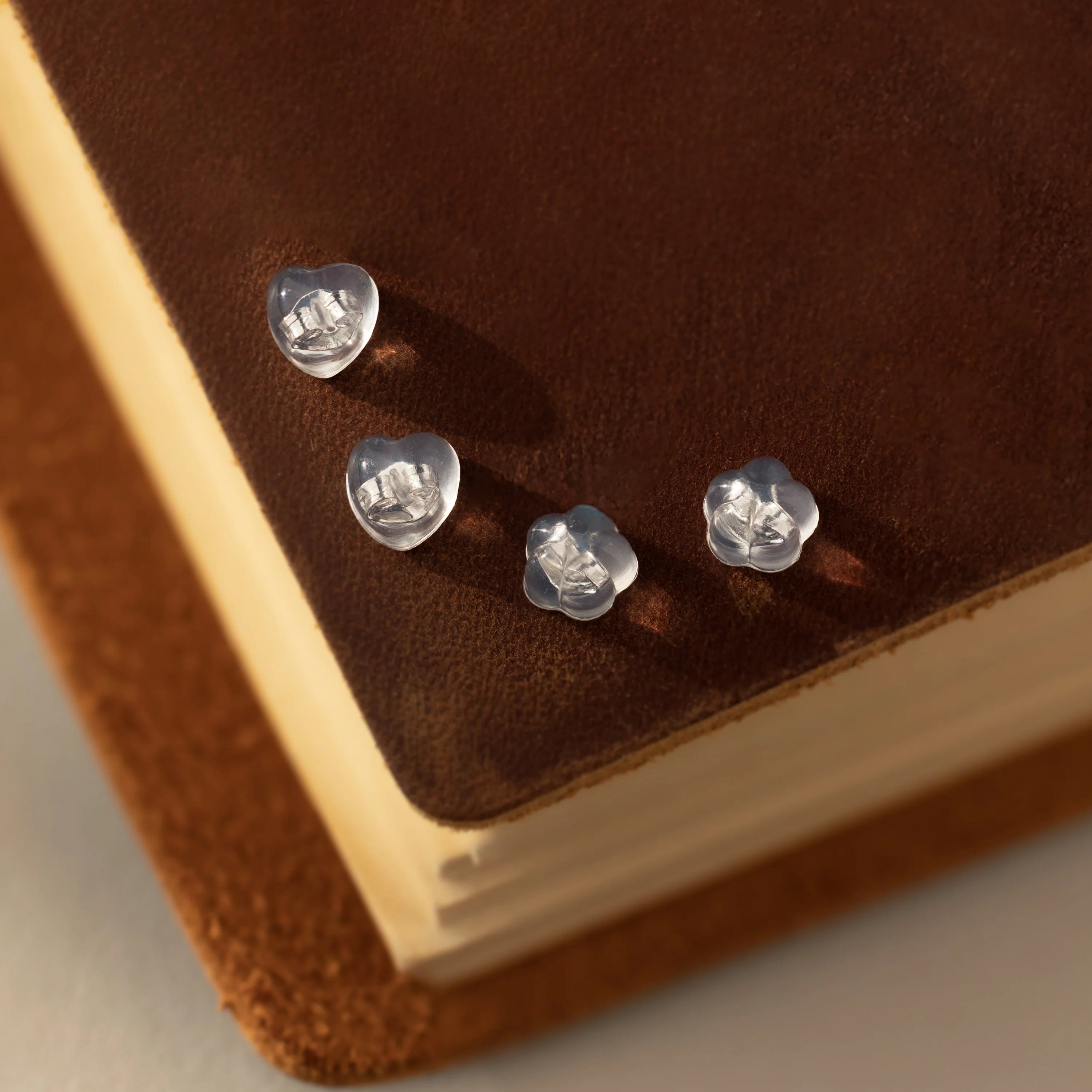 Heart & Flower Earring Backs  Silver 18K Gold Plated