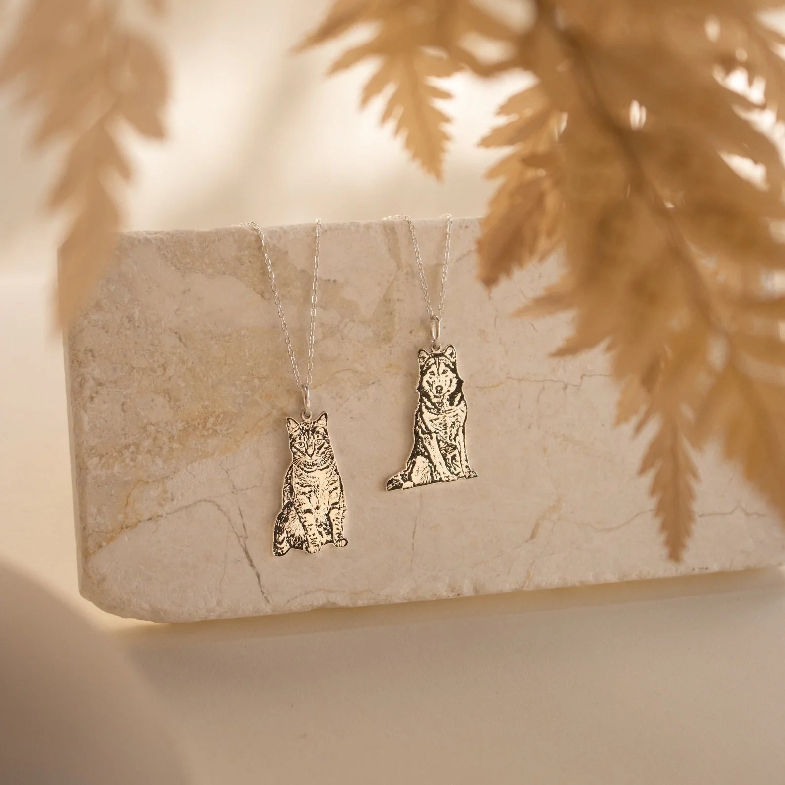 Custom Pet Portrait Necklace Silver 18K Gold Plated