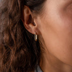 Dainty Pave Link Earrings  Silver 18K Gold Plated