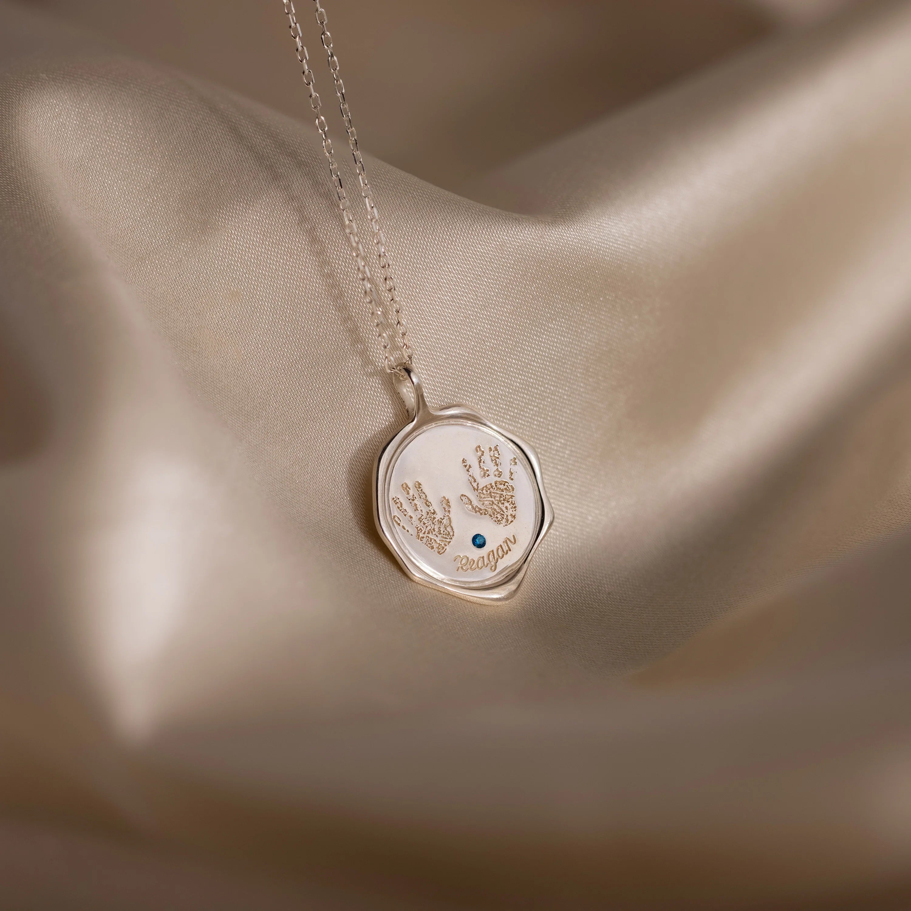 Baby Hand & Footprint Necklace Silver 18K Gold Plated