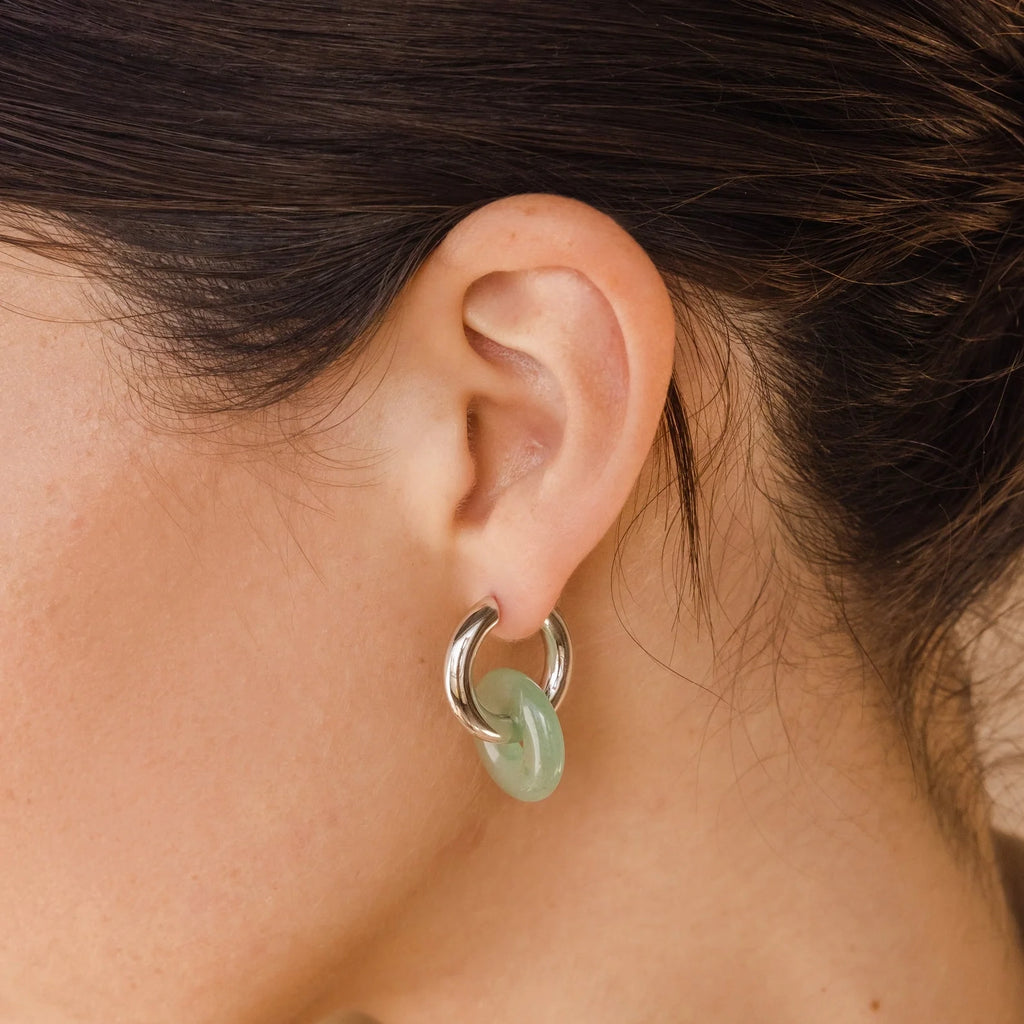 Clara Jade Duo Hoops Silver 18K Gold Plated