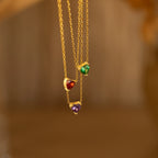 Heart Birthstone Necklace Silver 18K Gold Plated