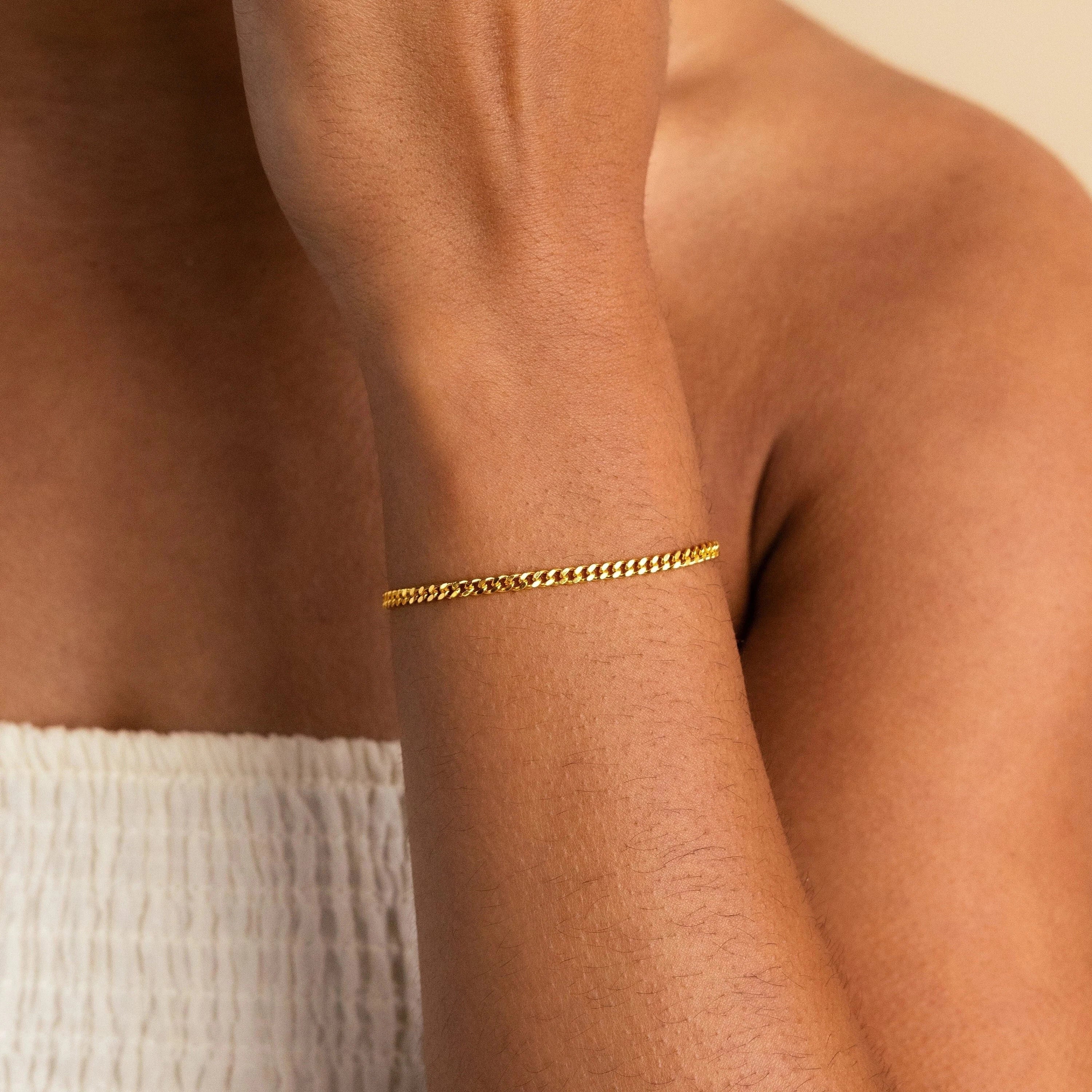 Curb Chain Bracelet Silver 18K Gold Plated