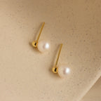 Classic Pearl Studs Silver 18K Gold Plated