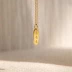 Old English Oval Tag Necklace Silver 18K Gold Plated