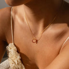 Pave Garnet Charm Silver 18K Gold Plated