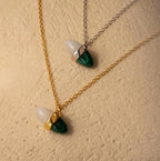 Malachite & Moonstone Necklace Silver 18K Gold Plated
