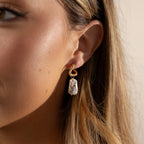 Starry Baroque Pearl Charm Hoops Silver 18K Gold Plated