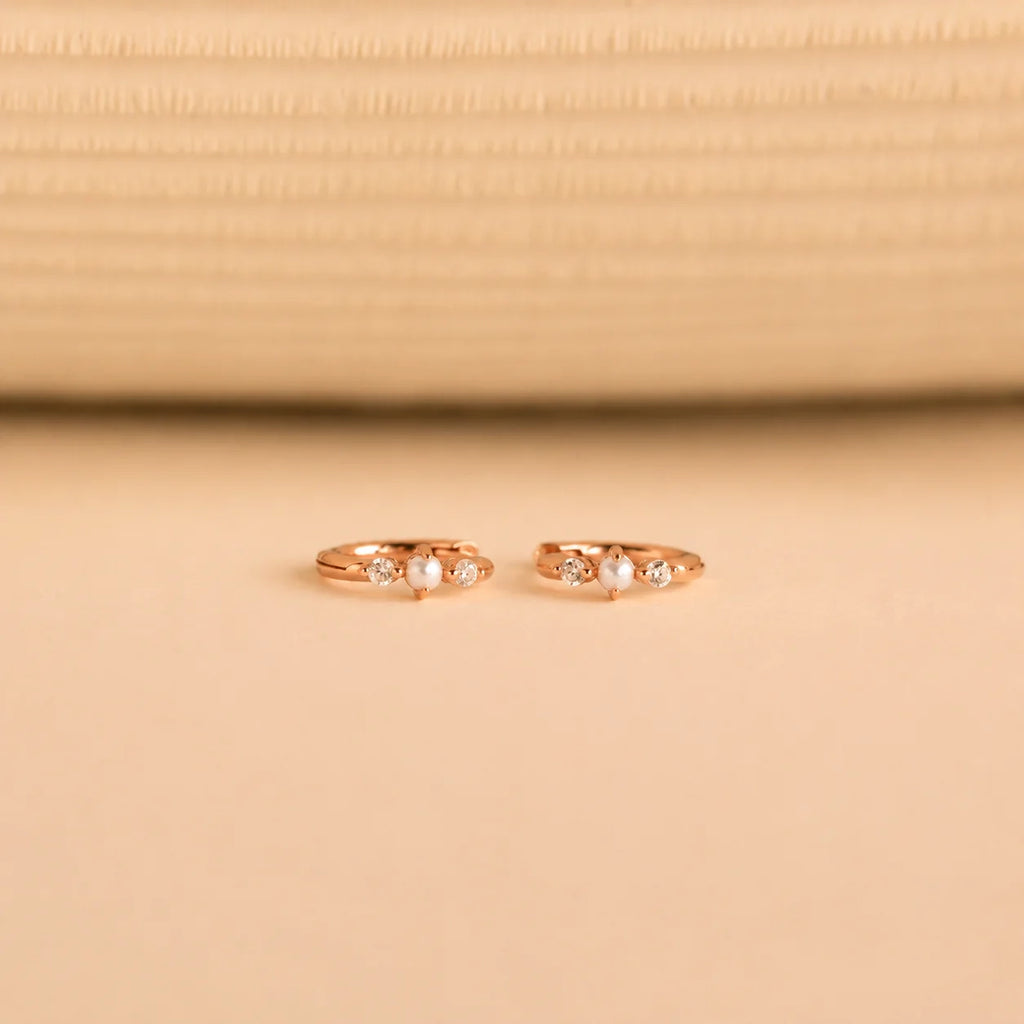 Pearl Diamond Huggies