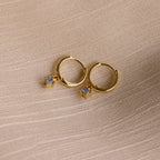 Blue Zircon Drop Huggies Silver 18K Gold Plated