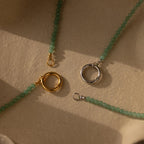 Beaded Jade Charm Necklace Silver 18K Gold Plated