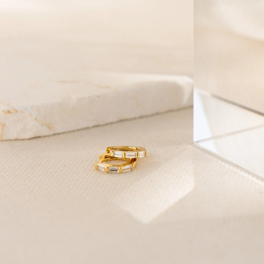 Kenia Diamond Huggies Silver 18K Gold Plated