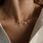 Summer Name Necklace in Box Chain Silver 18K Gold Plated