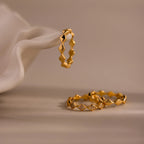Diamond Wave Eternity Ring Set Silver 18K Gold Plated
