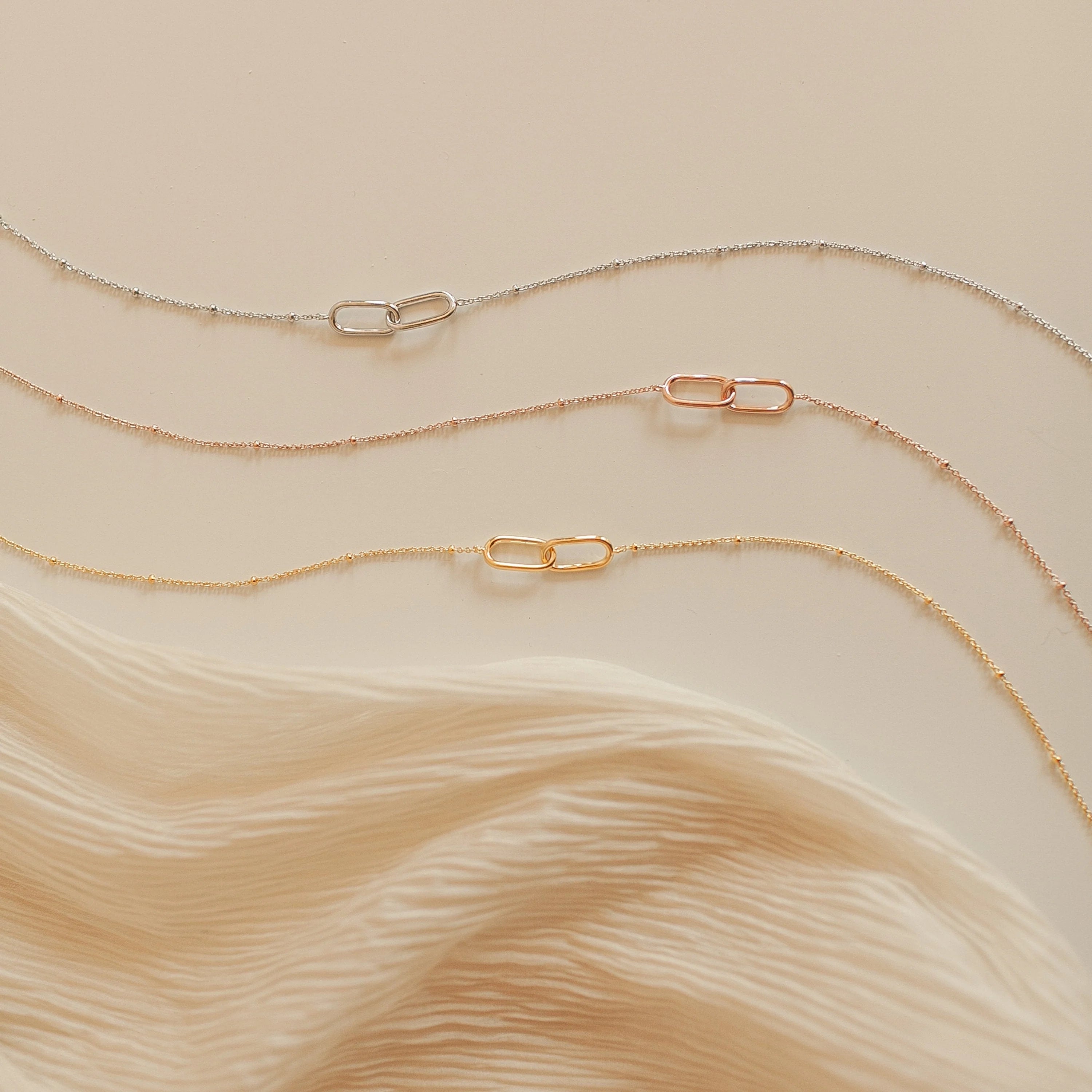 Linked Pendant Necklace Silver 18K Gold Plated