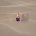 Square Cut Bezel Amethyst Charm Silver 18K Gold Plated