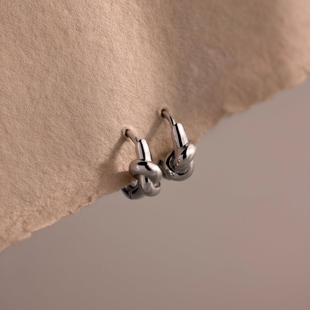 Love Knot Huggies Silver 18K Gold Plated