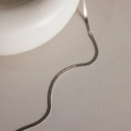 Engraved Herringbone Chain Necklace Silver 18K Gold Plated