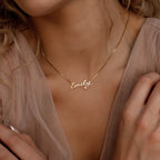Callie Box Chain Name Necklace Silver 18K Gold Plated