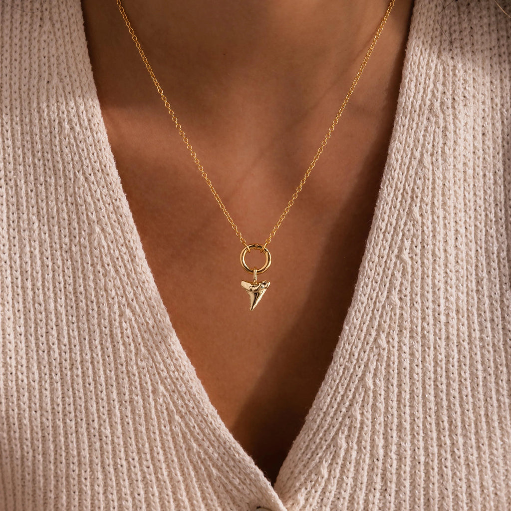 Shark Tooth Charm Silver 18K Gold Plated