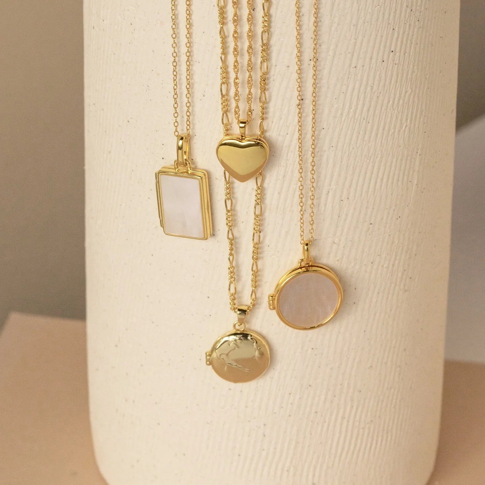 Pearl Disc Locket Necklace Silver 18K Gold Plated