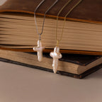 Baroque Pearl Cross Necklace Silver 18K Gold Plated