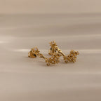 Diamond Starburst Cluster Ear Jackets Silver 18K Gold Plated