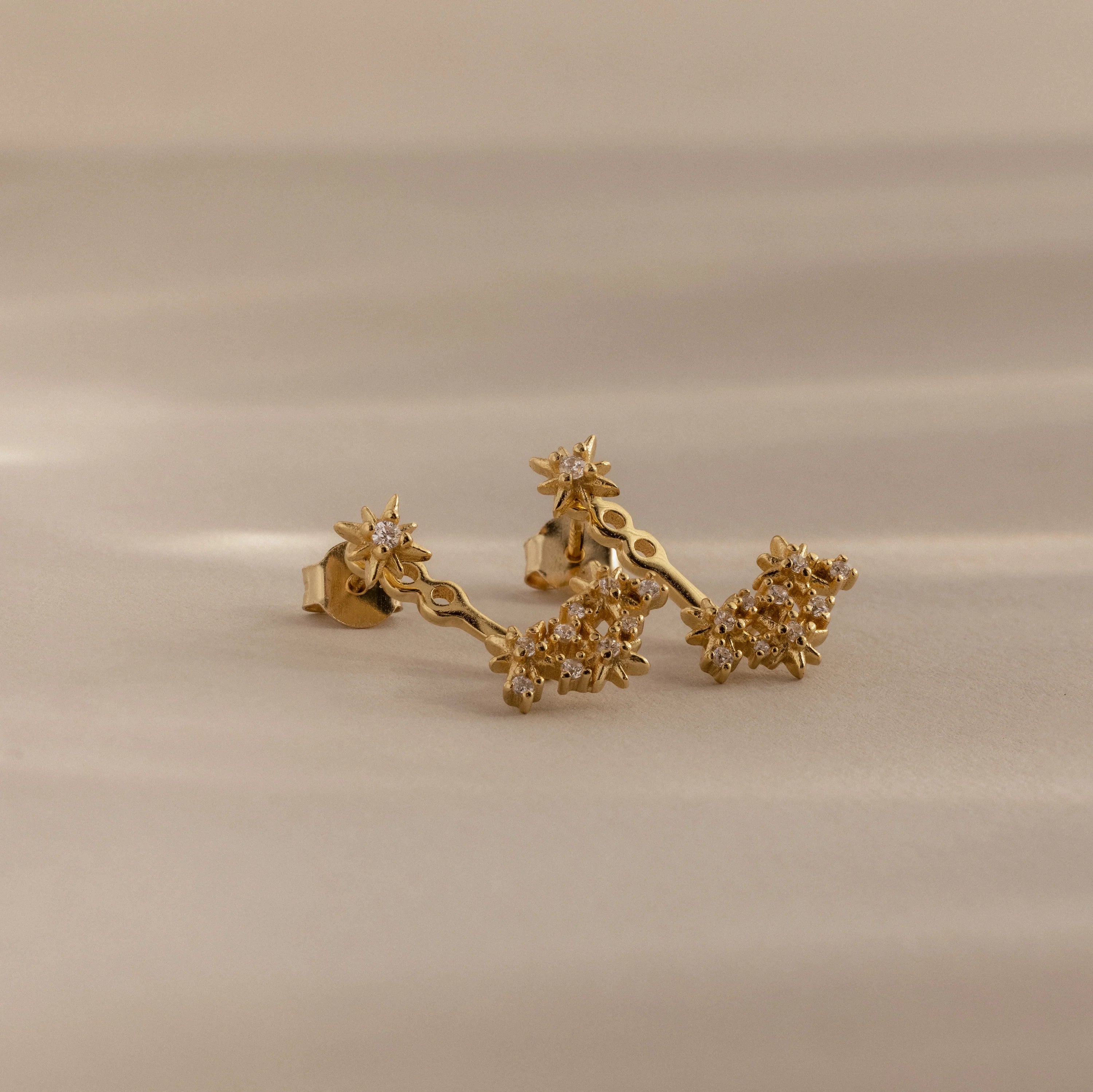 Starburst Cluster Ear Jackets Silver 18K Gold Plated