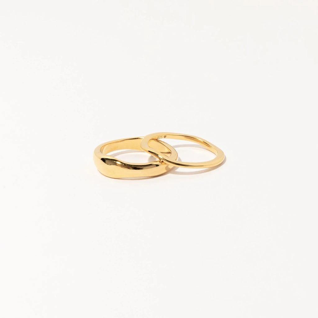 Duo Form Ring Set Silver 18K Gold Plated