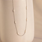 Hali Pearl Station Necklace Silver 18K Gold Plated