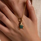 Malachite Beetle Charm Silver 18K Gold Plated
