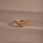 Pave Diamond Curve Ring Silver 18K Gold Plated