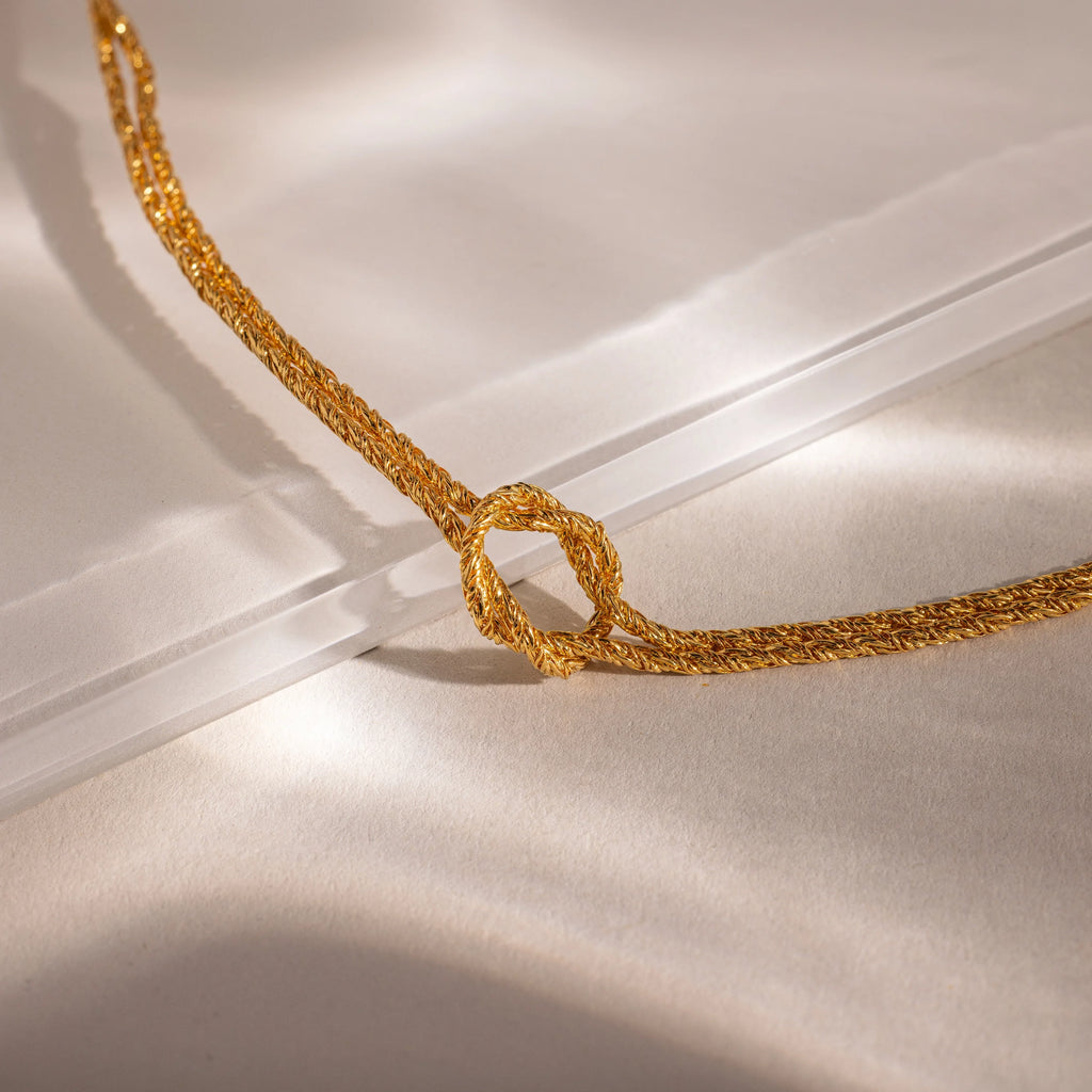 Rope Knot Chain Bracelet Silver 18K Gold Plated