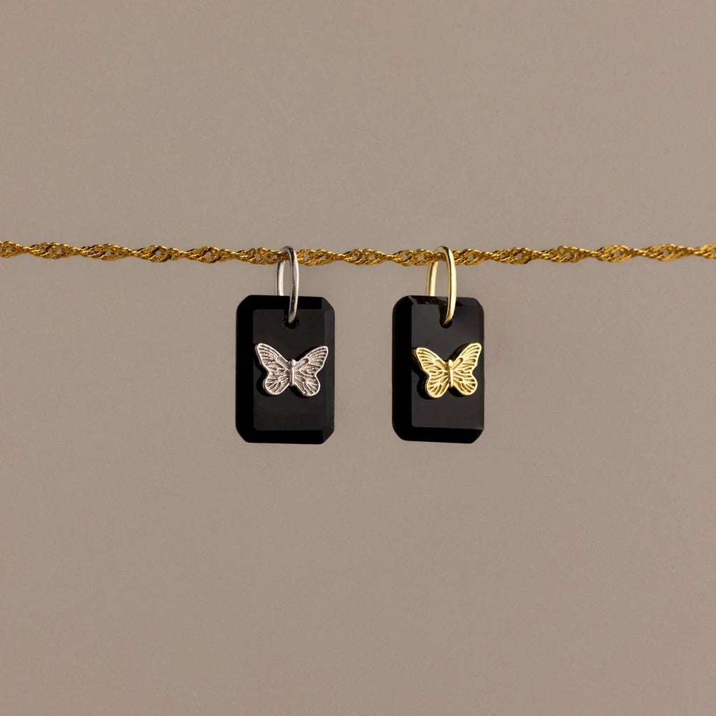 Midnight Onyx Butterfly Charm