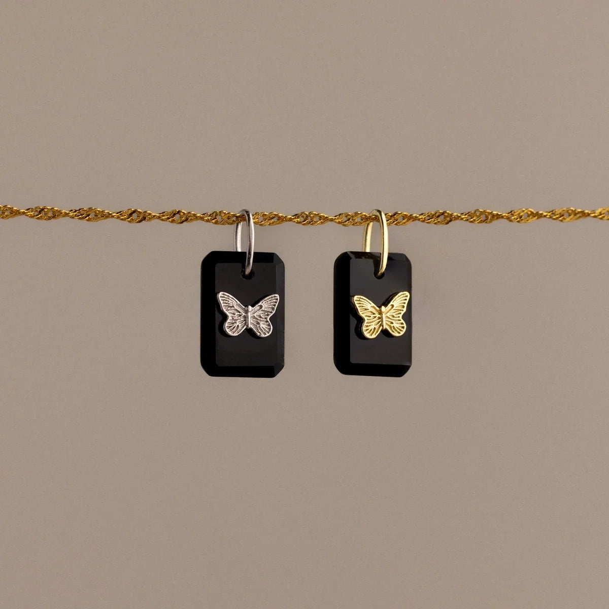Midnight Onyx Butterfly Charm