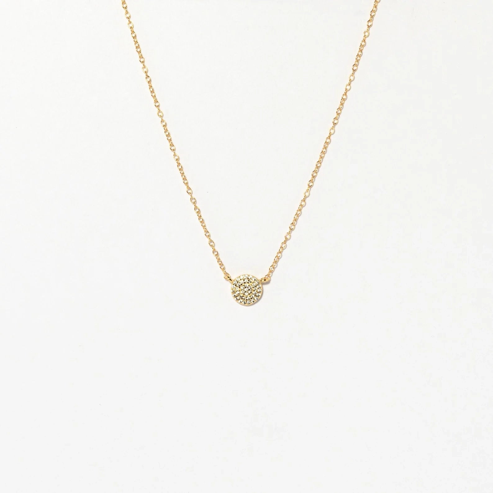 Diamond Round Necklace Silver 18K Gold Plated