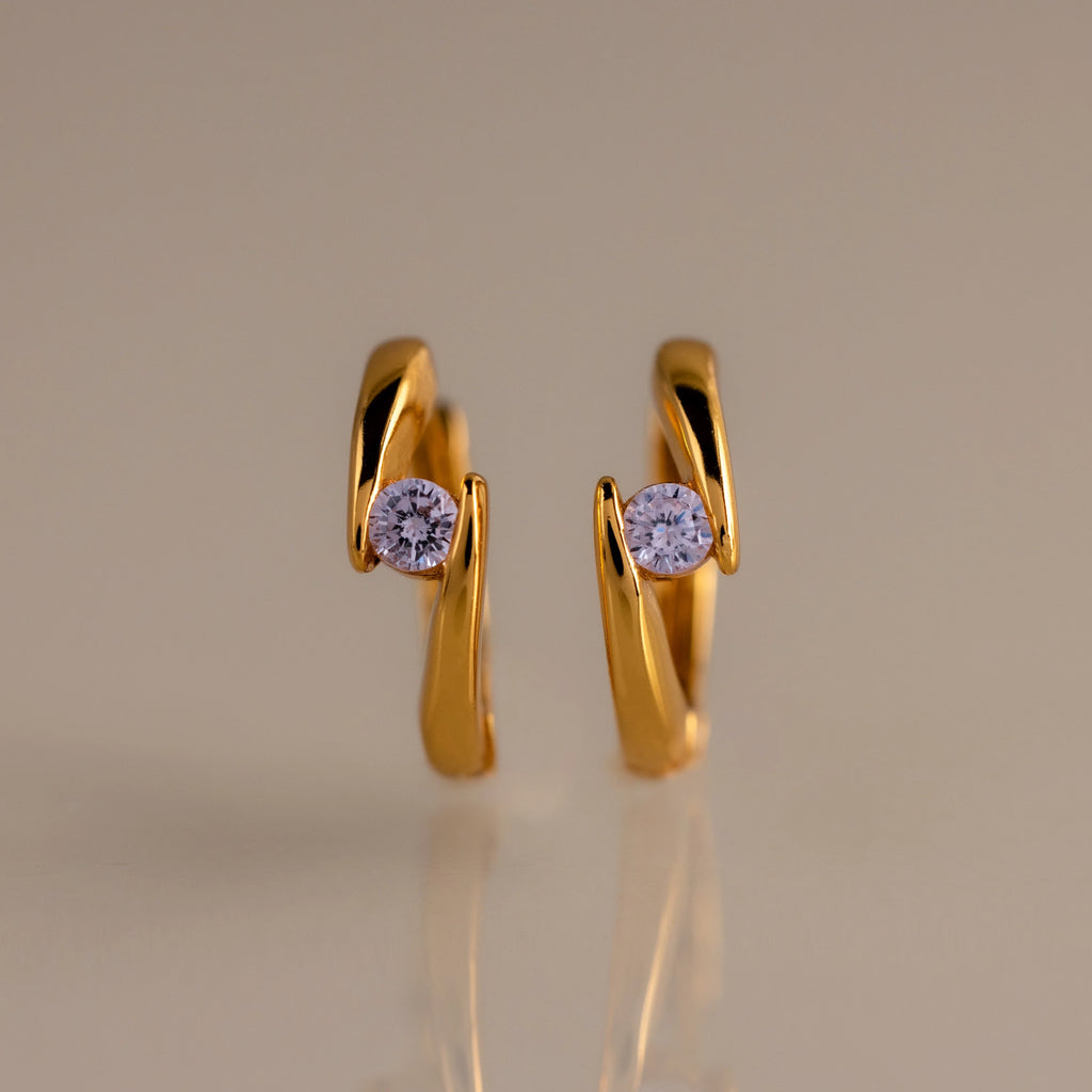 Alexandrite Huggie Silver 18K Gold Plated
