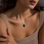 Diamonds Jade Pendant Necklace Silver 18K Gold Plated