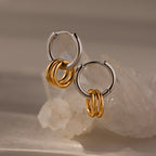 Duo Link Mixed Metal Hoops Silver 18K Gold Plated