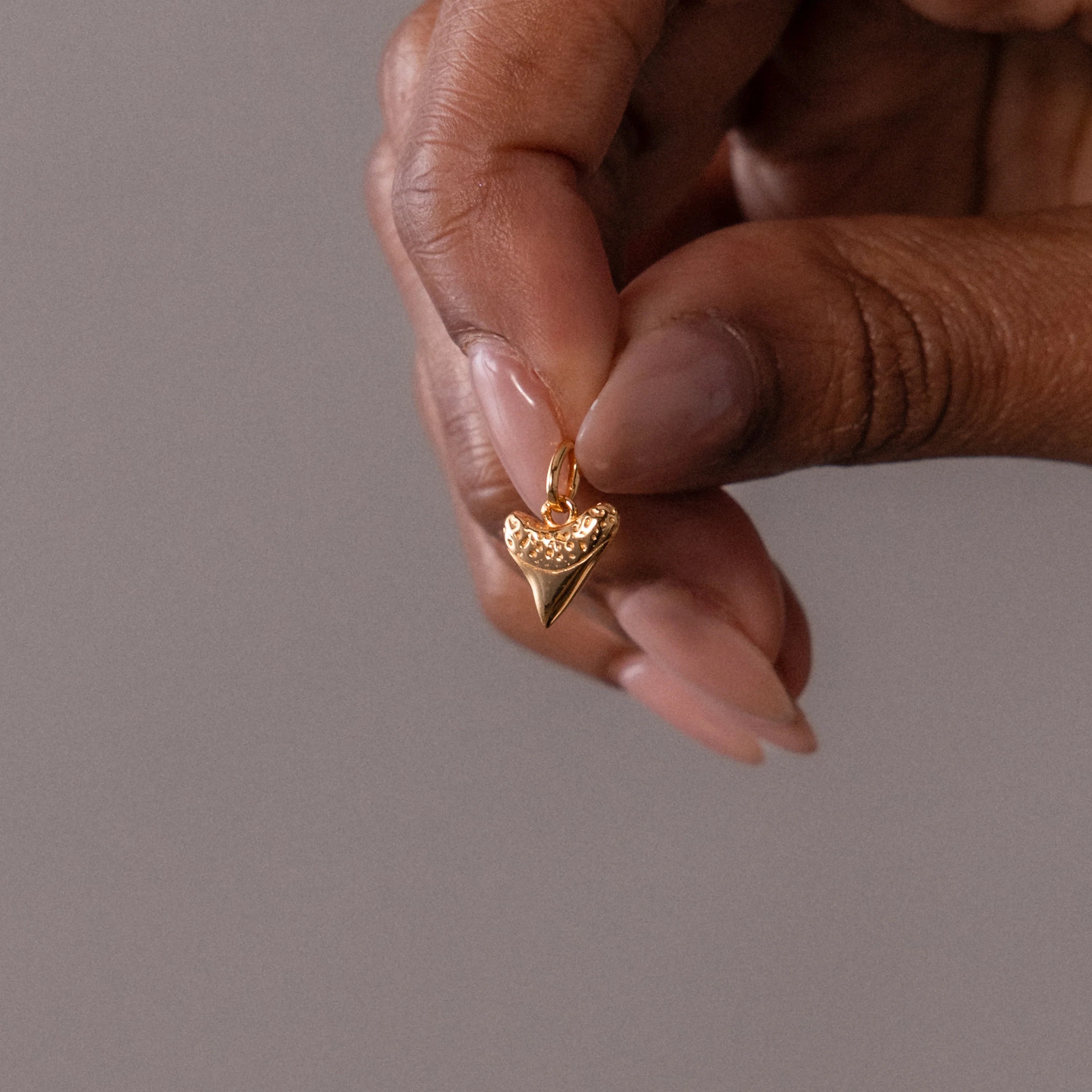 Dainty Shark Tooth Charm Silver 18K Gold Plated