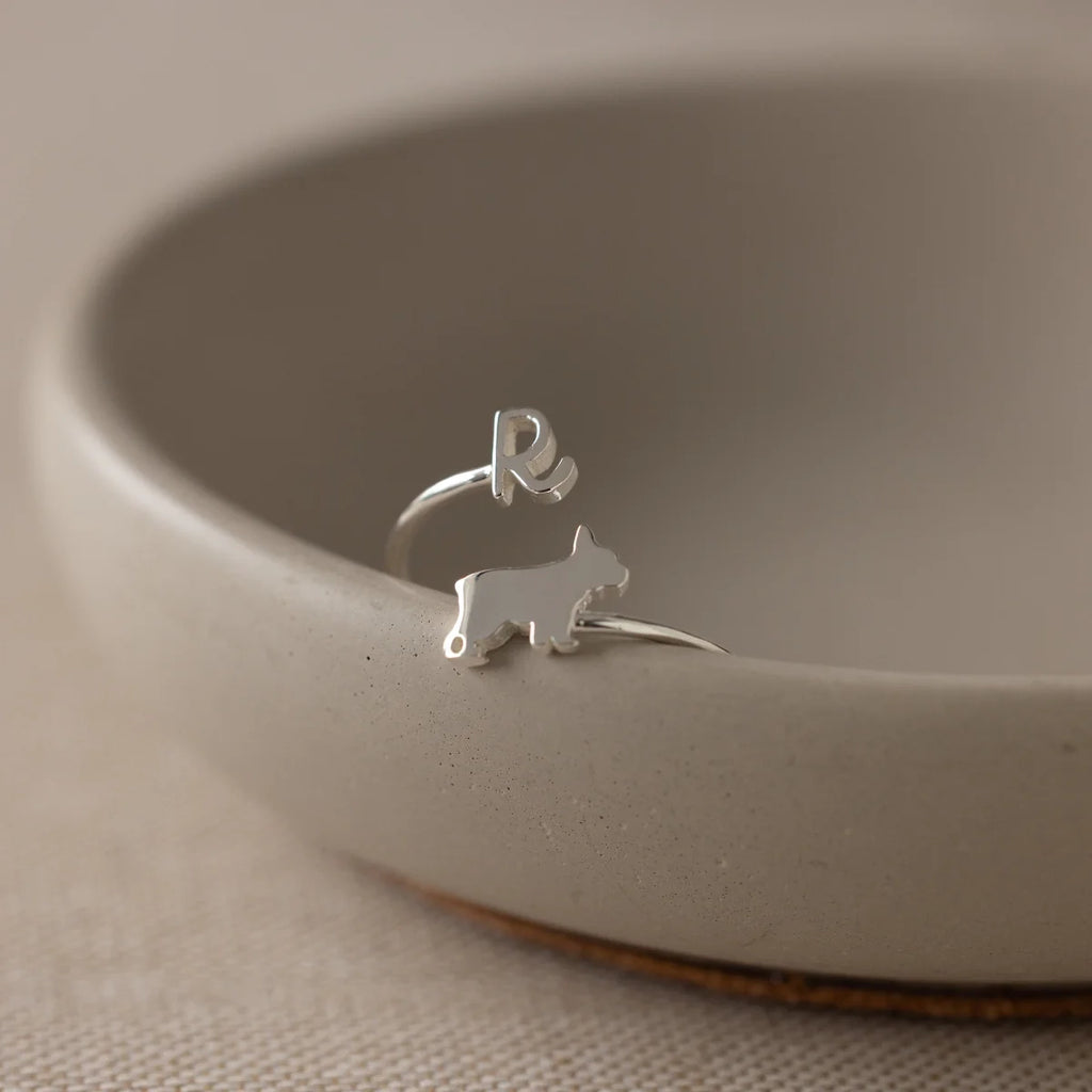 Initial Duo Pet Wrap Ring Silver 18K Gold Plated