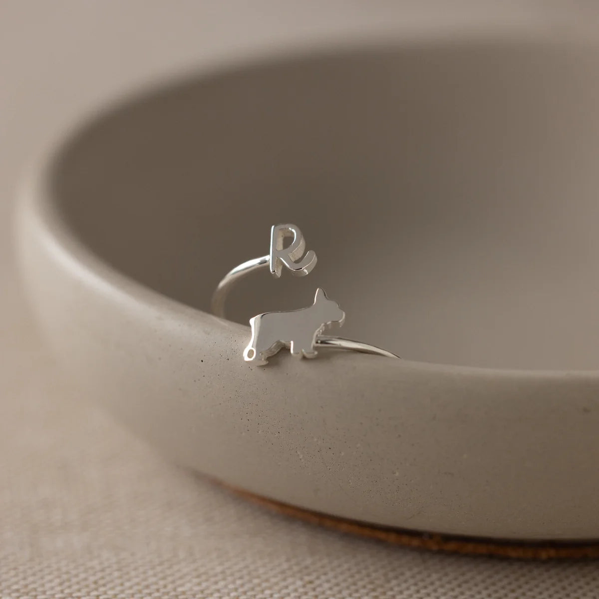 Initial Duo Pet Wrap Ring Silver 18K Gold Plated