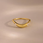 Organic Diamond Curve Ring Silver 18K Gold Plated