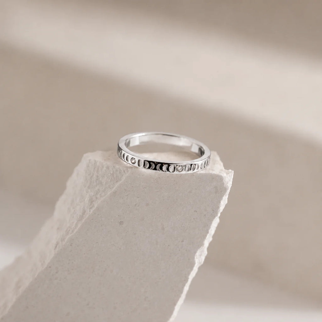 Phases of the Moon CZ Diamond Ring