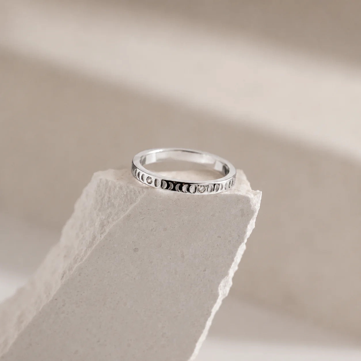 Phases of the Moon CZ Diamond Ring