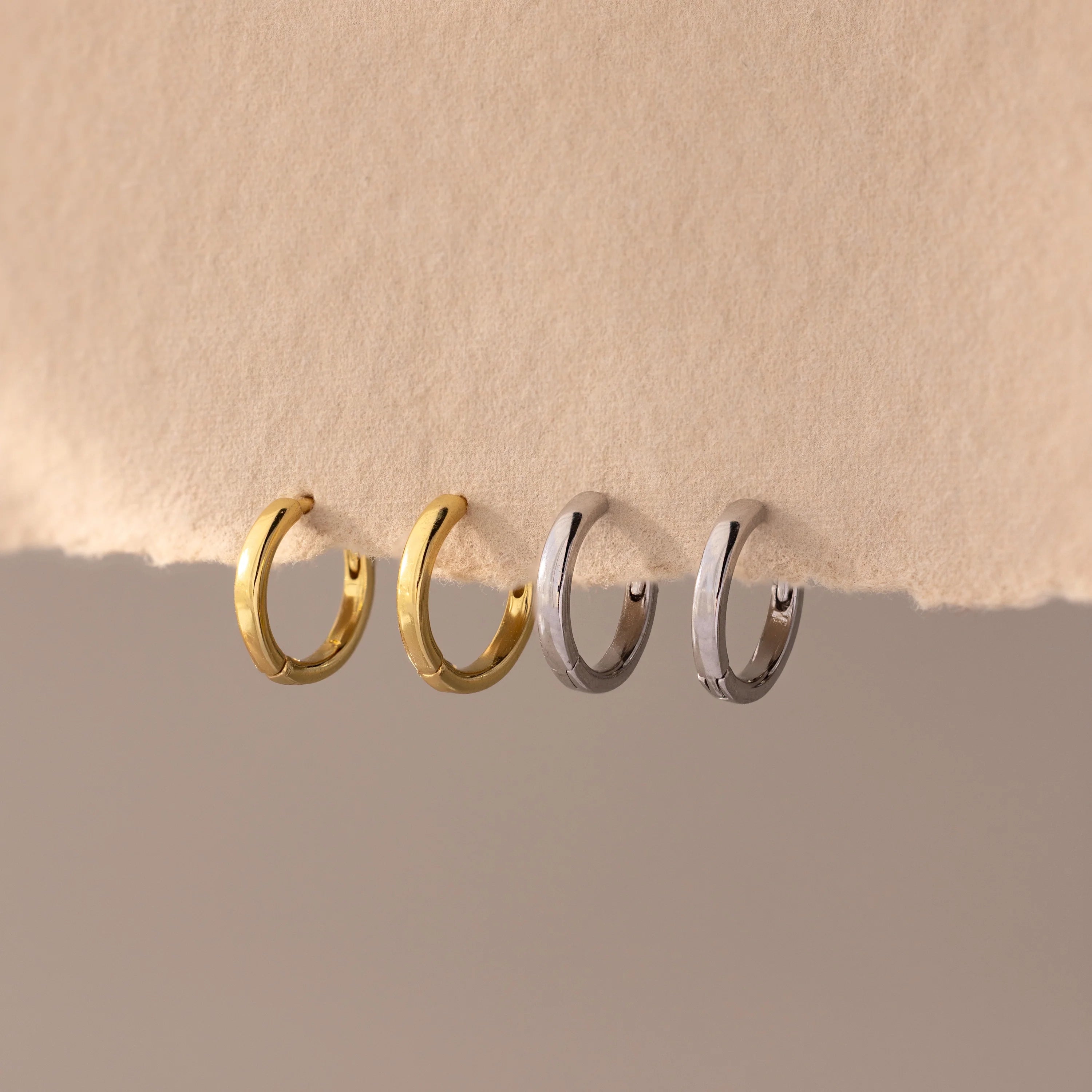 8mm Dainty Huggies Silver 18K Gold Plated