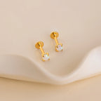 Opal Flat Back Studs Silver 18K Gold Plated