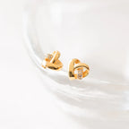 Heart Charm Knot Studs Silver 18K Gold Plated