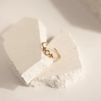 White Opal Ring Silver 18K Gold Plated